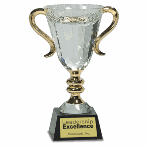 8 1/2" Crystal Cup with Gold Handles and Stem