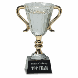 7 1/4" Crystal Cup with Gold Handles and Stem