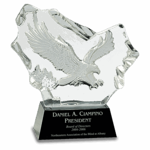 7" Crystal Carved Eagle on Black Base