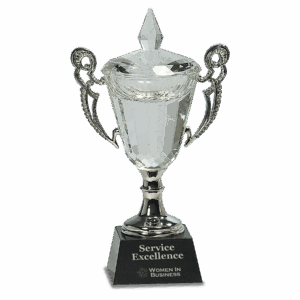9 1/2" Crystal Cup with Silver Handles and Stem