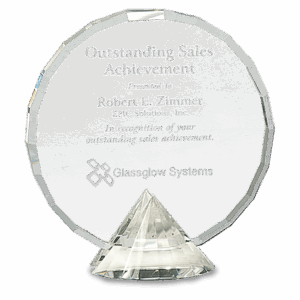 6 1/2" Clear Round Crystal on Clear Diamond Base
