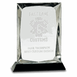 7" Clear Crystal Rectangle on Black Base