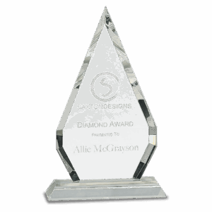 10" Crystal Diamond on Clear Pedestal Base