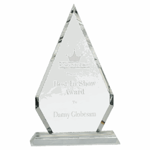 10 3/4" Crystal Diamond on Clear Pedestal Base