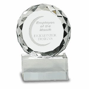 4" Round Facet Crystal on Clear Pedestal Base