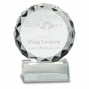 5 1/4" Round Facet Crystal on Clear Pedestal Base