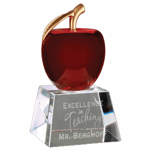 6" Red Crystal Apple with Clear Base