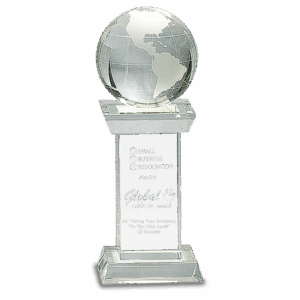8" Crystal Globe on Clear Tower