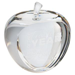 3 3/4" Crystal Apple with Flat Face