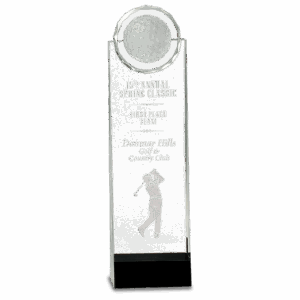 11 1/4" Clear/Black Crystal Standup with 3D Golfer