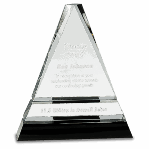 7 3/4" Clear Crystal Triangle on Black Crystal Pedestal Base