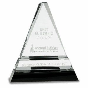6 1/2" Clear Crystal Triangle on Black Crystal Pedestal Base
