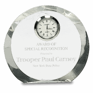 4 1/2" Clear Crystal Round with Clock