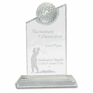 7 1/4" Clear Crystal with Inset Crystal Golf Ball on Clear Base