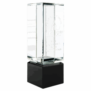 2 1/4" x 7" Clear Crystal Block on Black Crystal Base