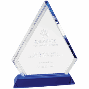 8 3/4" Crystal Diamond on Blue Pedestal Base