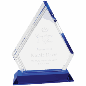 7 3/4" Crystal Diamond on Blue Pedestal Base