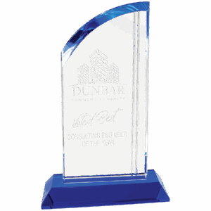 8 3/4" Crystal Arch with Blue Base