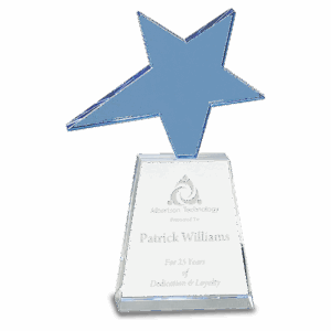 8" Blue Crystal Star on Clear Pedestal Base