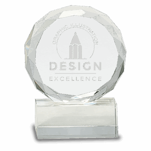 5" Round Facet Crystal on Pedestal Base
