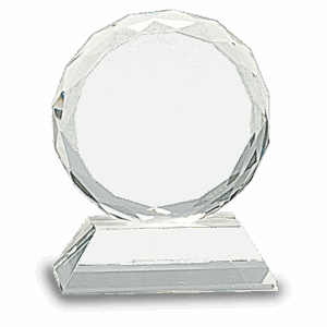 3" Round Facet Crystal on Clear Pedestal Base