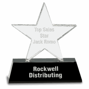 6 3/4" Clear Crystal Star on Black Pedestal Base