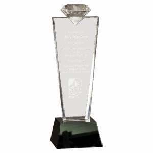 11" Crystal Diamond Top Award on Black Pedestal Base