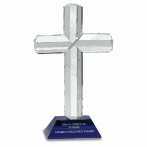 8 1/2" Crystal Cross on Pedestal Base