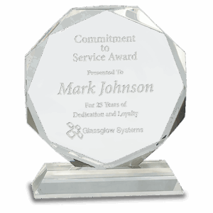 6" Clear Crystal Octagon on Clear Pedestal Base
