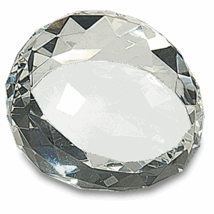 2 1/2" x 1 3/4" Clear Round Crystal Facet Paperweight