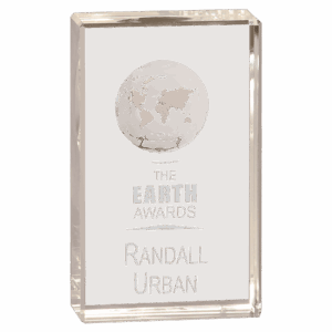 5" Clear Crystal Rectangle with Globe Etching