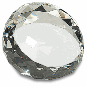 3 1/2" x 2" Clear Round Crystal Facet Paperweight