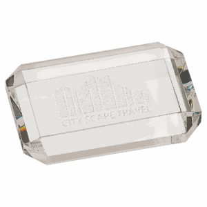 4" x 2 3/4" Crystal Rectangle Paperweight with Clipped Corners
