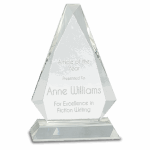8" Clear Crystal Triangle on Clear Pedestal Base