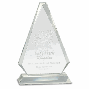 9 1/4" Clear Crystal Triangle on Clear Pedestal Base