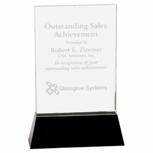9" Clear Crystal Rectangle Wedge on Black Base