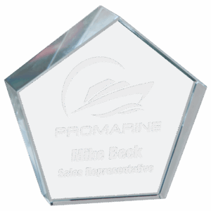 3" x 3" Crystal Pentagon Paperweight