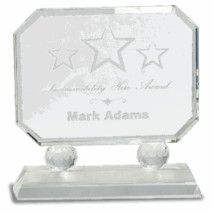 7" Rectangle Crystal on Clear Pedestal Base