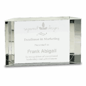 6" x 3 1/2" Clear Crystal Facet Block