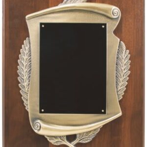12" x 15" Genuine Walnut Plaque w/ Scroll Frame & Plate