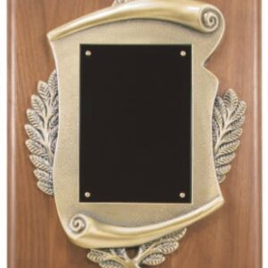 8" x 10" Genuine Walnut Plaque w/ Scroll Frame & plate
