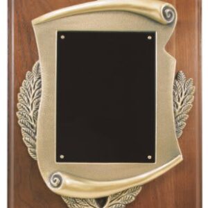 9" x 12" Genuine Walnut Plaque w/ Scroll Frame & plate