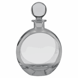 750mL Flat Round Glass Decanter with Black Gift Box and Printed Paper Sleve