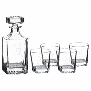 750ml Square Glass Decanter Set with Four DG301 11 oz. Glasses in a Printed Gift Box