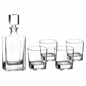810ml Rectangle Glass Decanter Set with Four DG351 8 oz. Glasses and Printed Gift Box