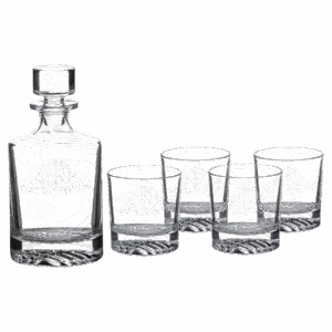 850ml Round Glass Decanter Set with Four DG401 9 oz. Glasses and Printed Gift Box