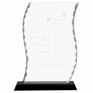 9 1/2" Scroll Facet Glass on Black Base