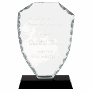 6 1/2" Shield Facet Glass on Black Base