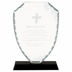 8 1/4" Shield Facet Glass on Black Base
