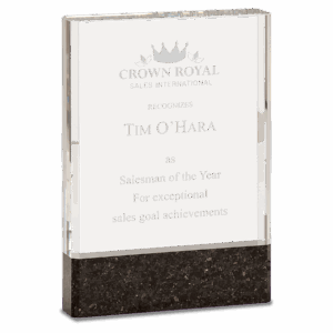 5" x 7" Clear Fusion Crystal Award with Genuine Black Marble